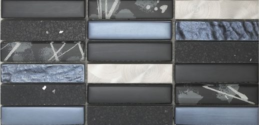Mosaico Artist Black Cristal-Metal-Piedra Natural 2.3x9.8x8 (30x30)